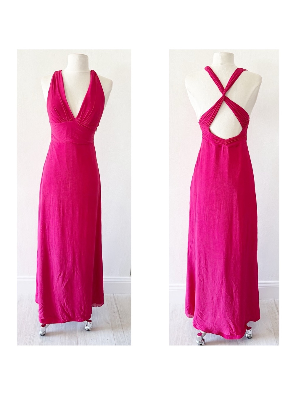Vintage Y2K Nicole Miller Collection Raspberry Pink-Red Formal Dress Gown XS